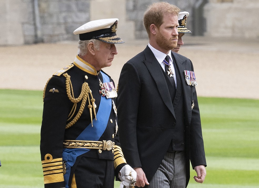 Harry poderá faltar na coroação do Rei Charles III — Foto: Getty Images