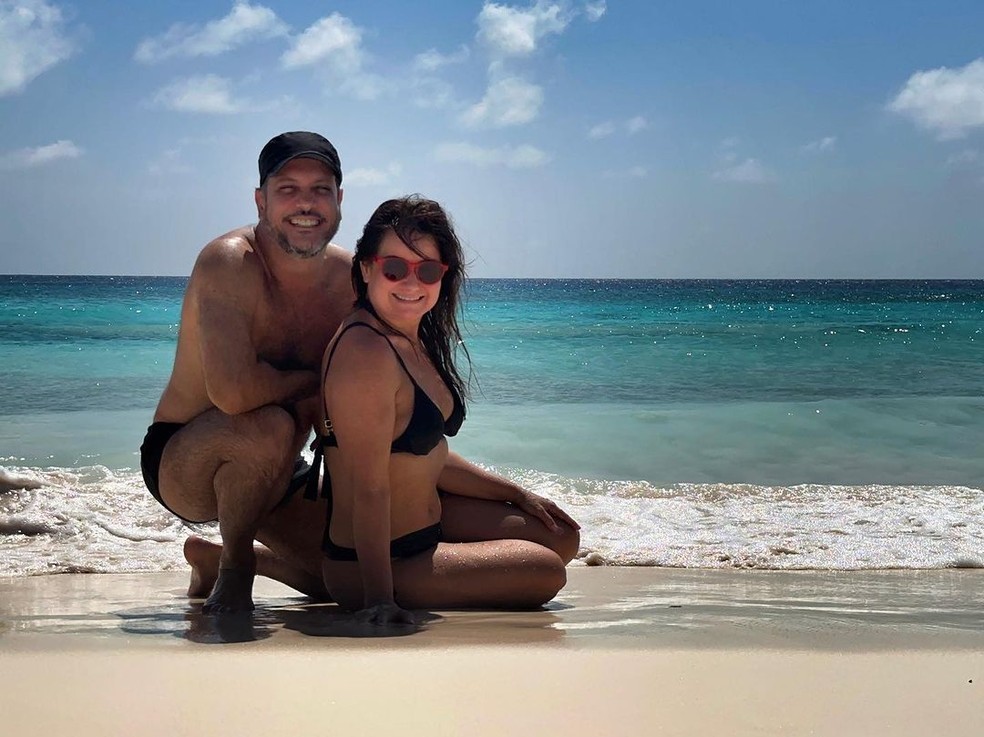Lucio Mauro Filho e a mulher, Cintia Oliveira, em Curaçao — Foto: Reprodução/Instagram