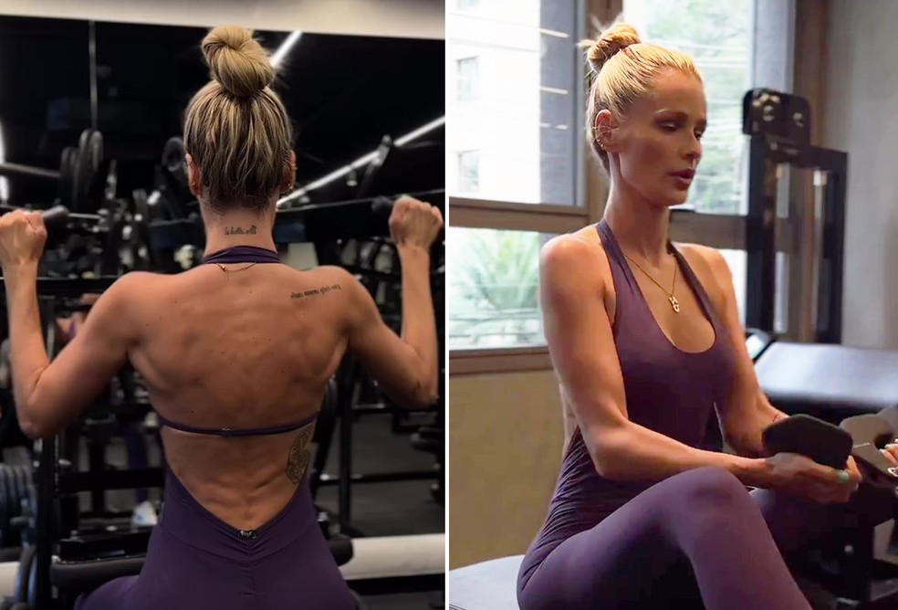 Yasmin Brunet mostra treino na academia e costas musculosas roubam a cena — Foto: Reprodução/Instagram