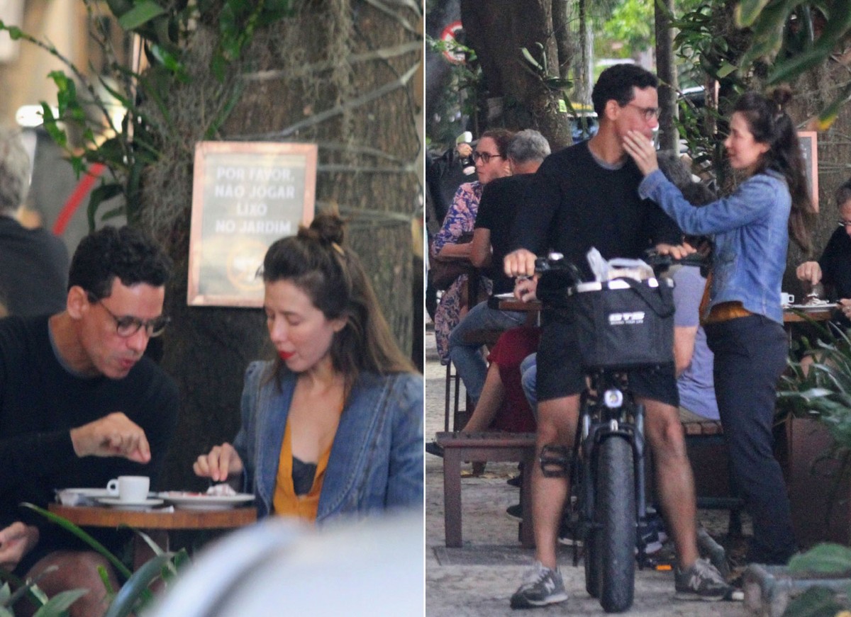 Marjorie Estiano e namorado, Marcio Maranhão, almoçam no Leblon