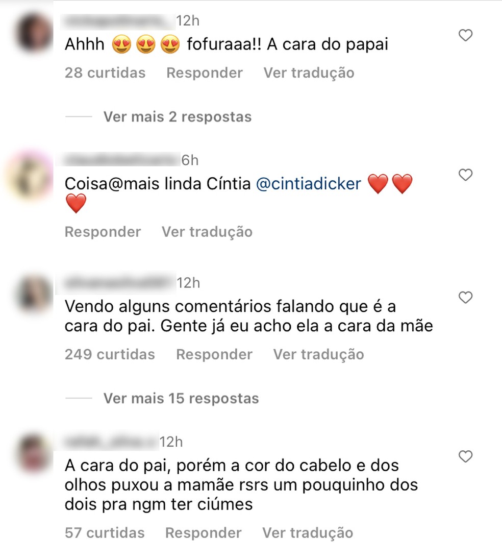 Fãs debatem semelhanças de Aurora com Pedro Scooby e Cintia Dicker — Foto: Reprodução / Instagram