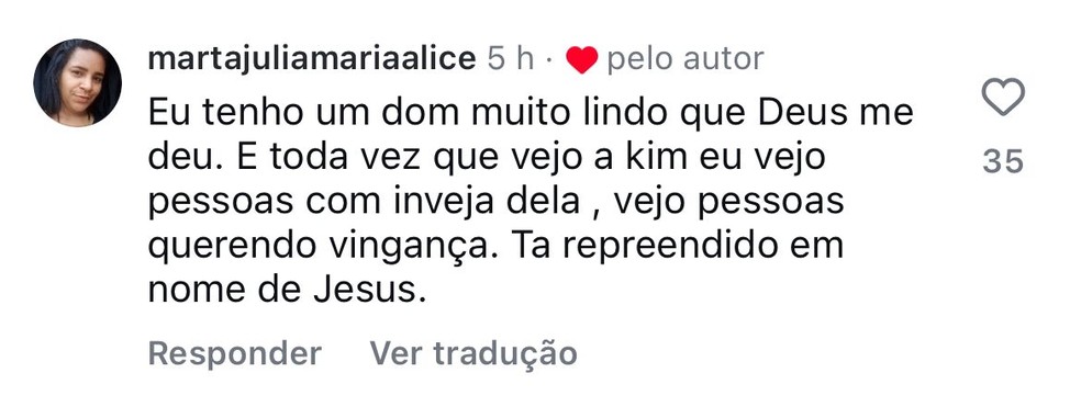 Comentários curtidos por Amanda Kimberlly — Foto: Reprodução/Instagram