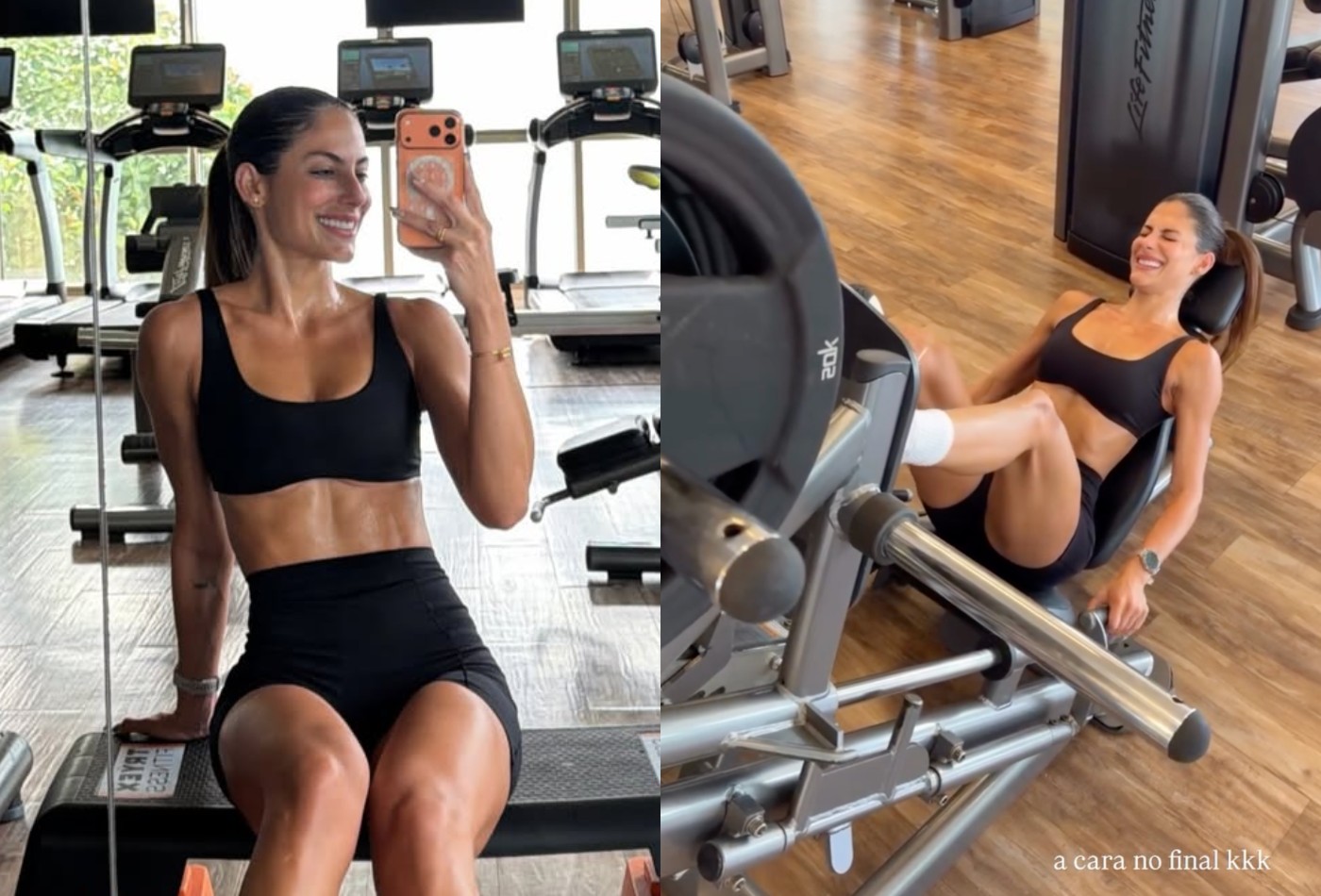 Mari Gonzalez faz careta em treino intenso após congelamento de óvulos e impressiona com shape; veja vídeo