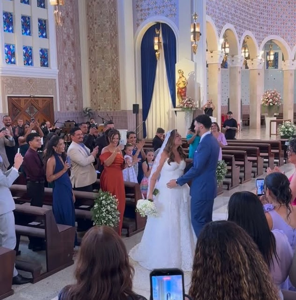 Cerimônia religiosa do casamento de Judson Nunes e Thaís Venanci foi realizada em paróquia da cidade de Campinas — Foto: Reprodução/Instagram