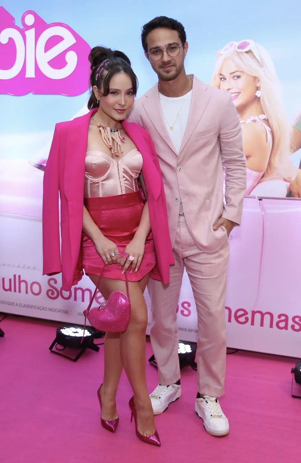 Larissa Manoela e Andre Luiz Frambach na pré-estreia do filme 'Barbie' em julho de 2023 — Foto: Roberto Filho/BrazilNews