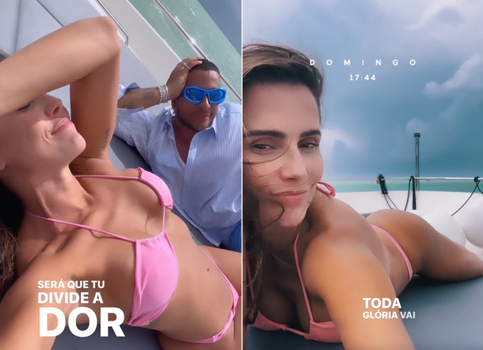 Deborah Secco se diverte com Erick Maia em lancha — Foto: Reprodução Instagram