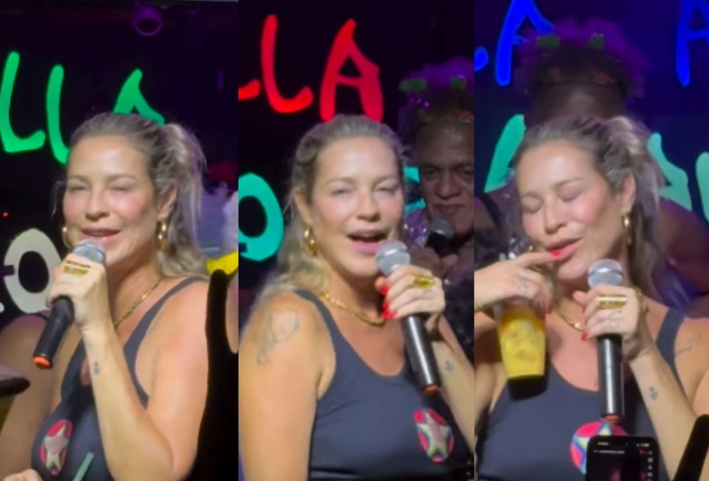 Luana Piovani curte noite em Salvador e solta a voz ao lado de amigos; veja vídeo