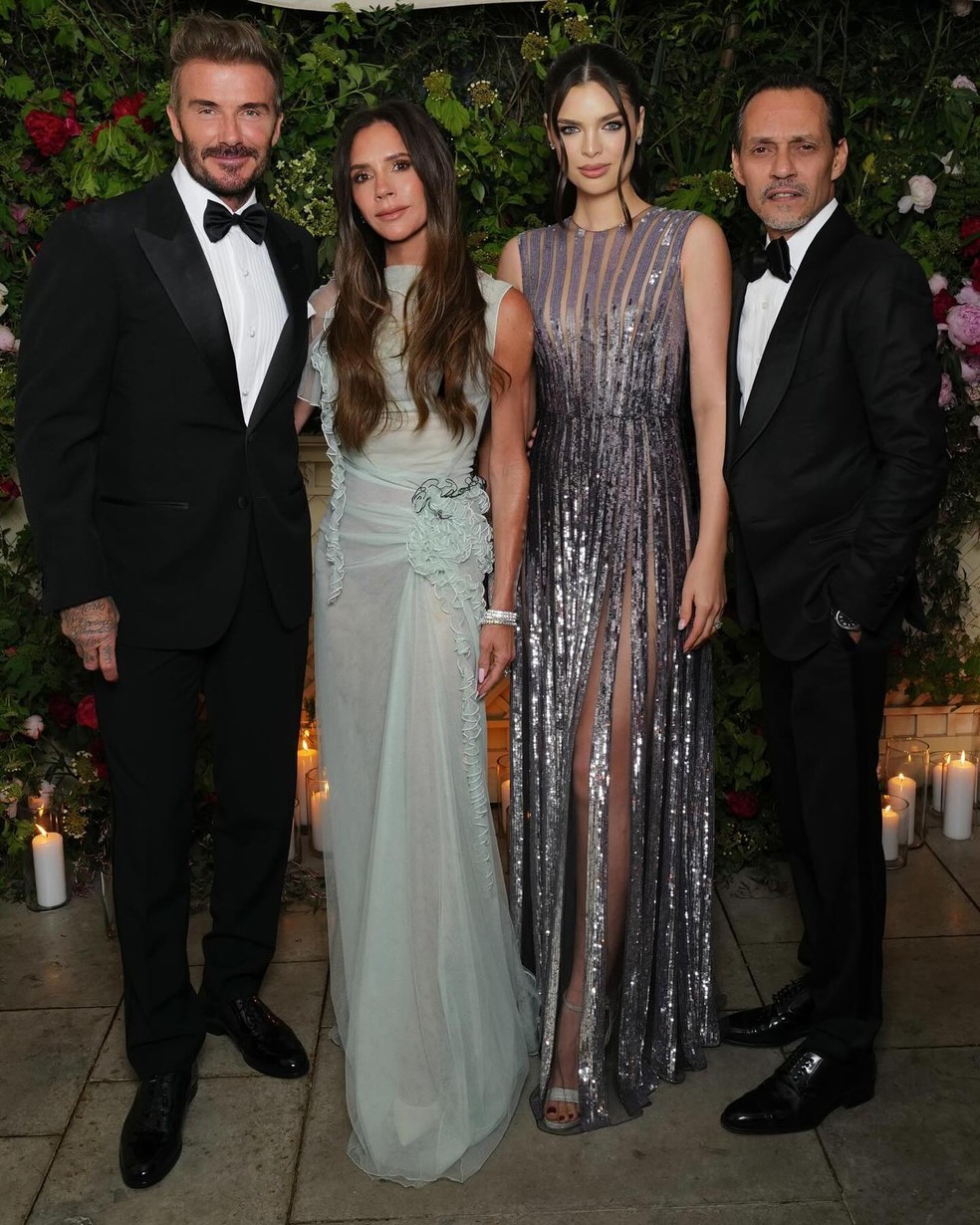 David Beckham, Victoria Beckham, Nadia Ferreira e Marc Anthony — Foto: Reprodução/Instagram
