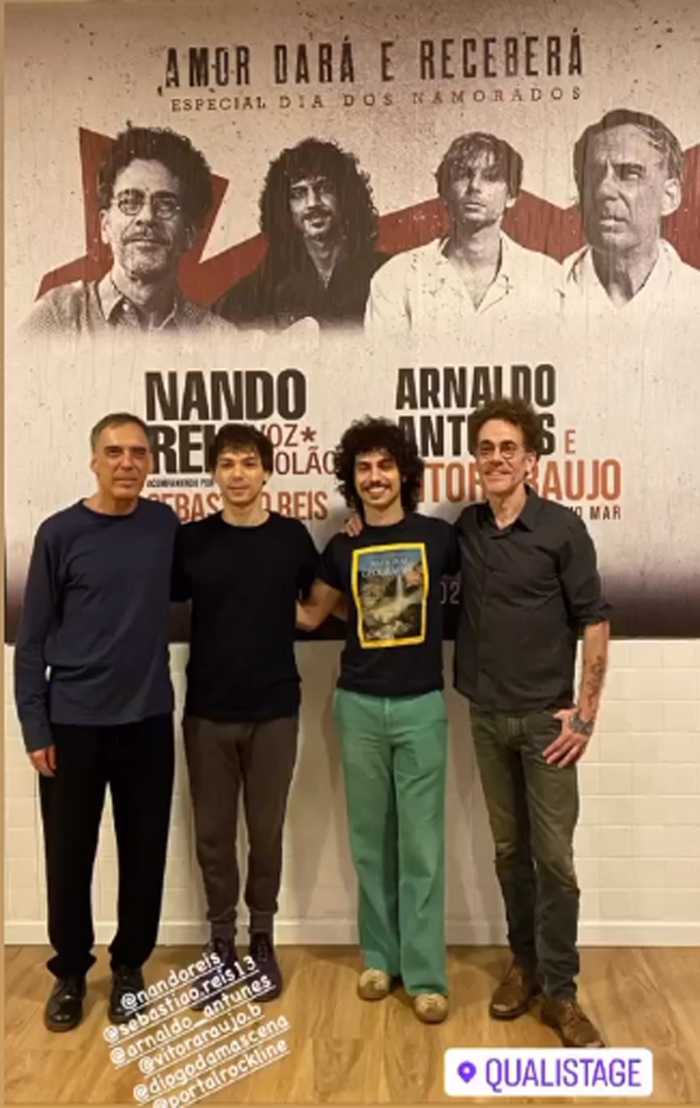 Arnaldo Antunes, Vitor Araújo, Sebastião Reis e Nando Reis — Foto: Instagram