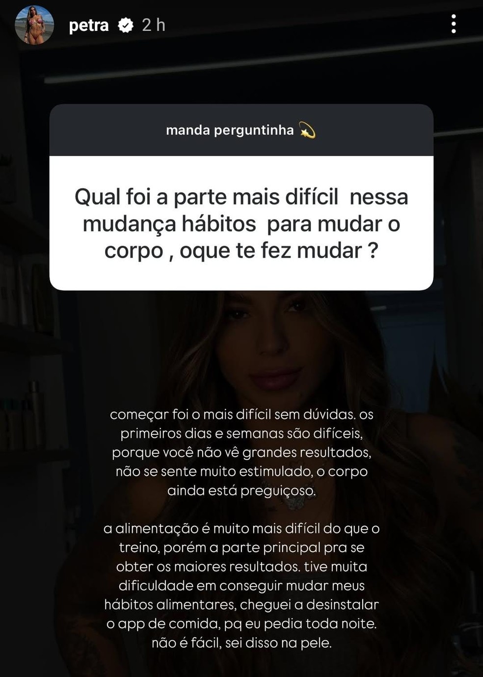Petra Mattar responde fãs na web — Foto: Reprodução/Instagram