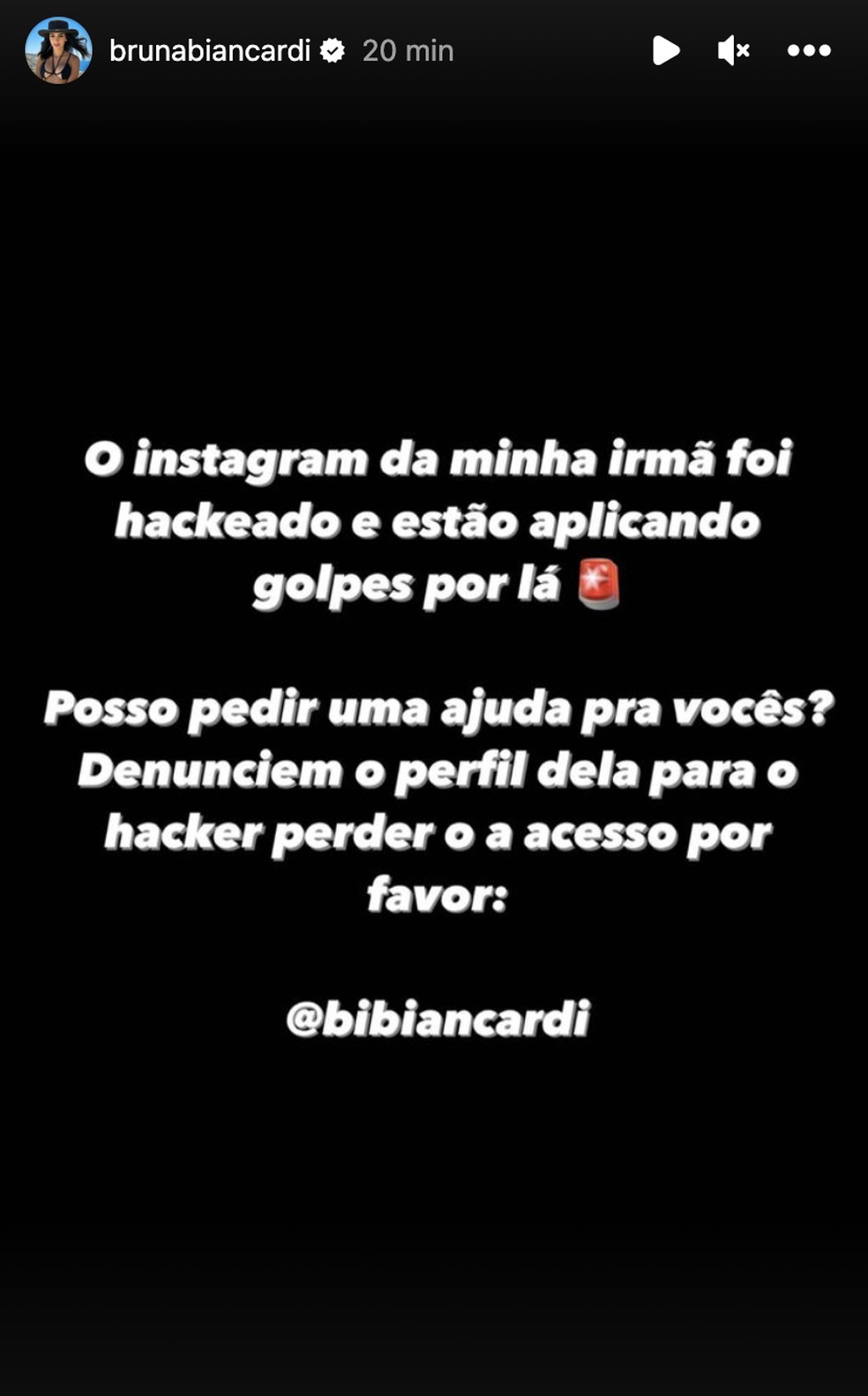 Bruna Biancardi fala sobre Instagram da irmã — Foto: Reprodução: Instagram