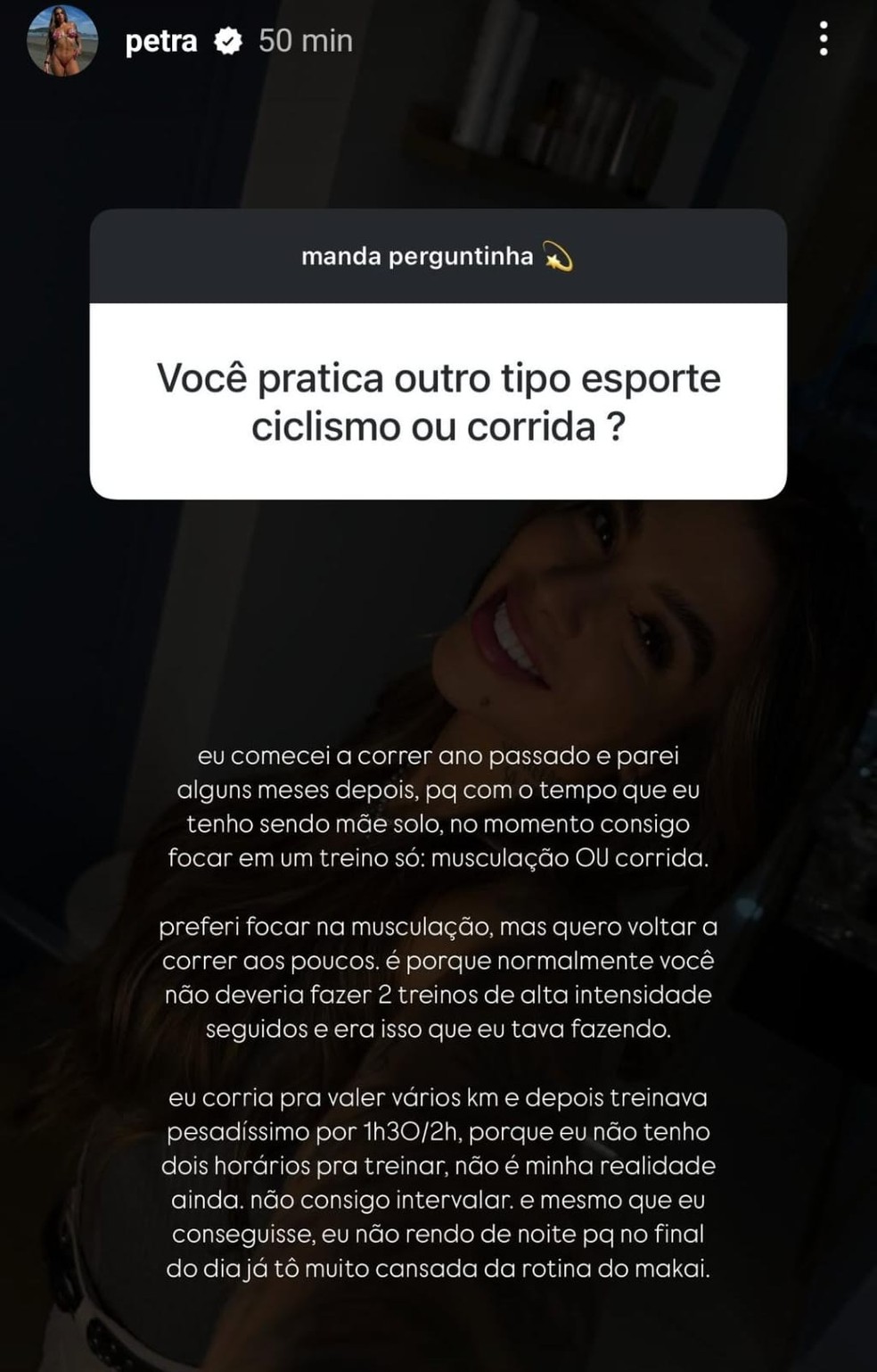 Petra Mattar responde fãs na web — Foto: Reprodução/Instagram