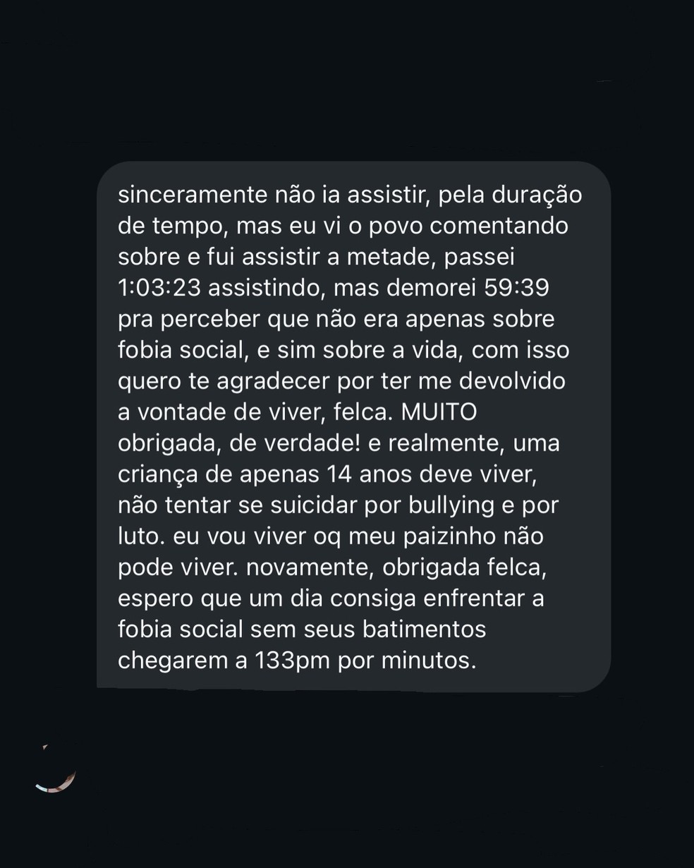 Felca divulga DM's que recebeu após publicar vídeo sofre fobia social — Foto: Reprodução/Instagram