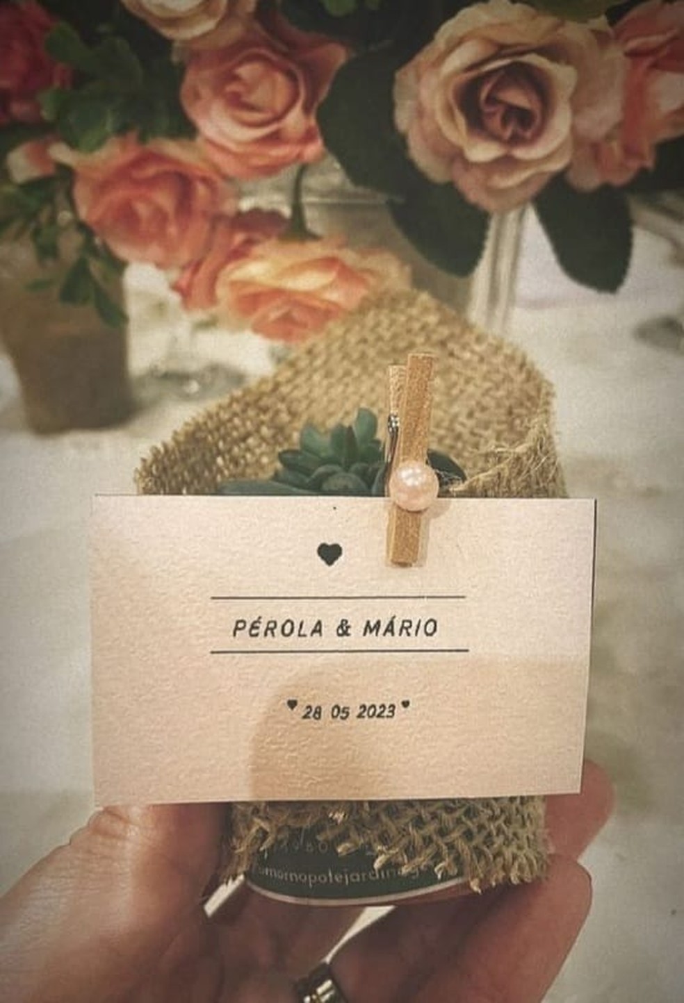 Detalhes da decoração do casamento de Pérola Faria e Mario Bregieira — Foto: Instagram