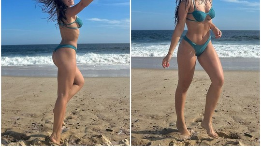 Larissa Manoela faz cliques divertidos em praia: "Felicidade plena"