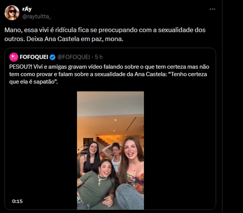 Internautas comentam post de Vivi e amigas — Foto: Reprodução/X