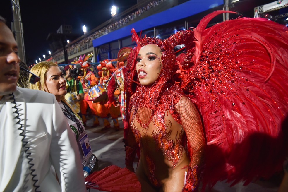 Maria Mariá, rainha de bateria da Imperatriz Leopoldinense, no Carnaval 2023 — Foto: AgNews