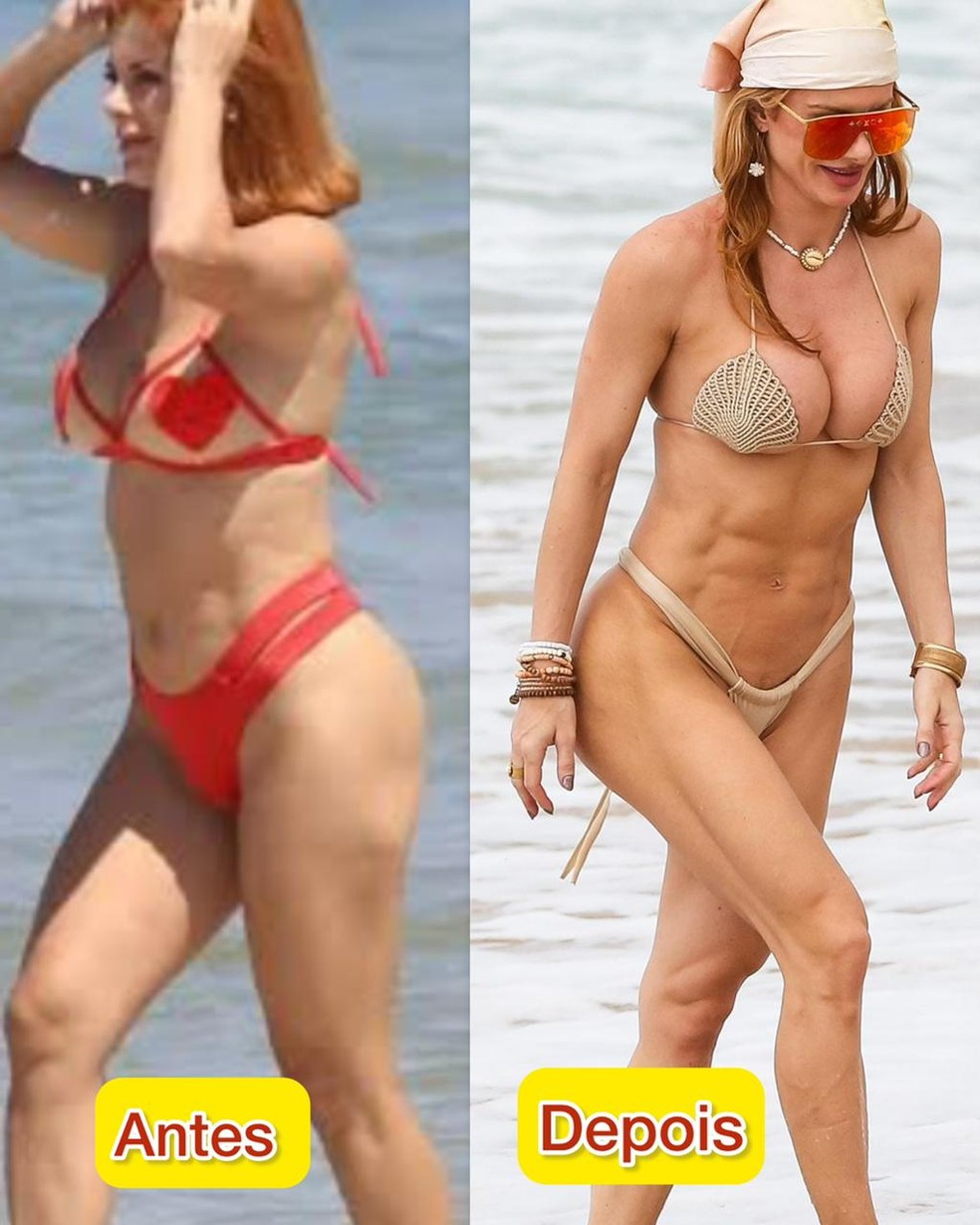 Antes e depois de Deborah Albuquerque — Foto: Divulgação