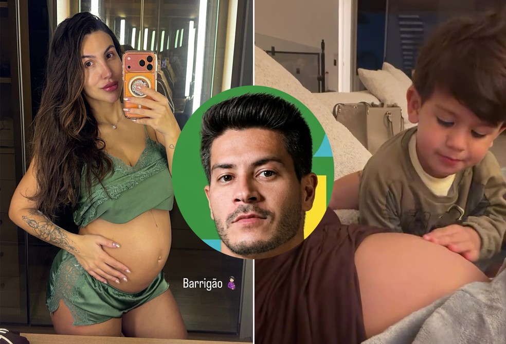 Grávida e recém-separada de Arthur Aguiar, Jheny Santucci mostra barrigão e carinho do filho — Foto: Reprodução/Instagram