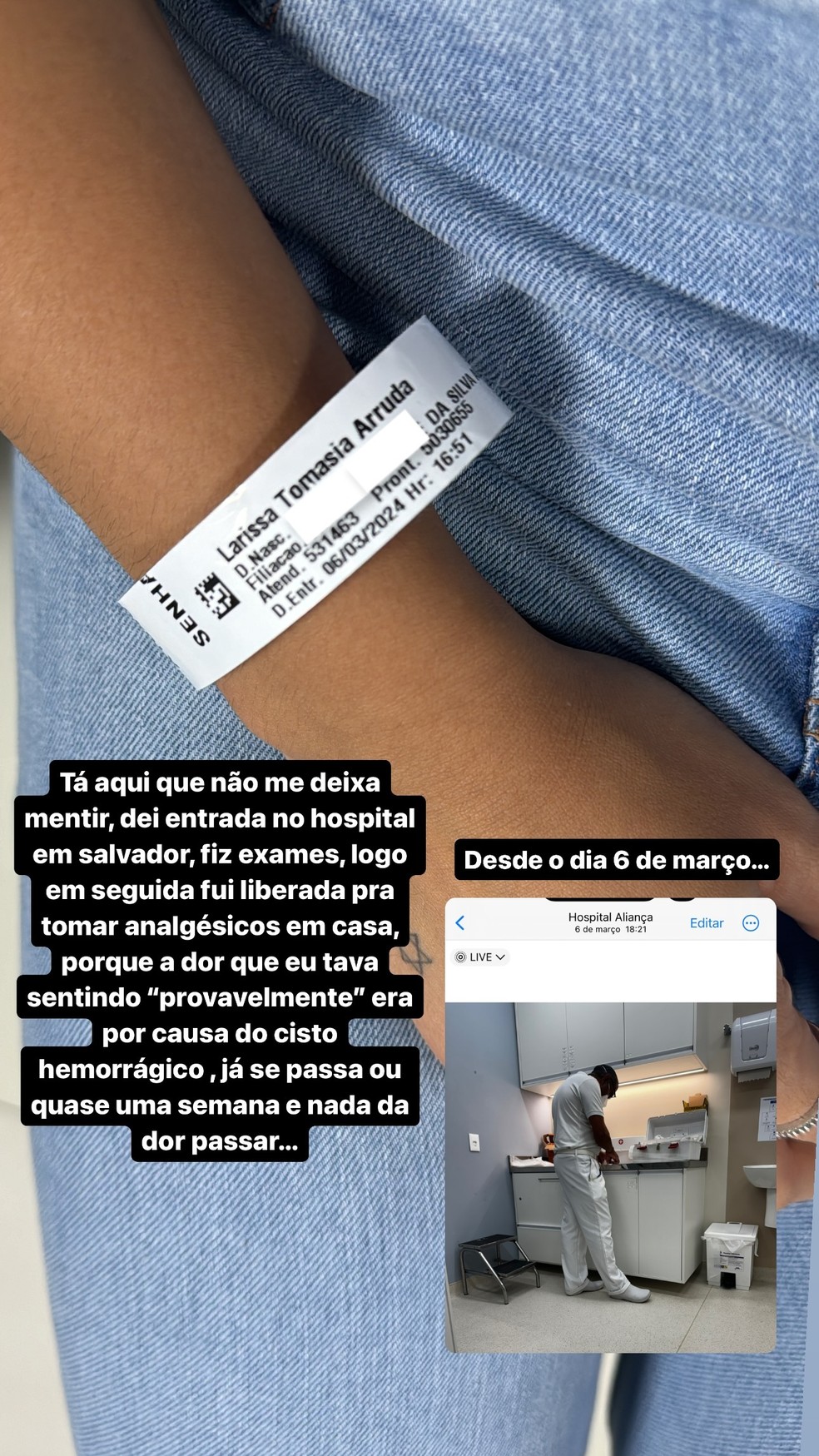 Larissa Tom&aacute;sia passa por interna&ccedil;&atilde;o &mdash; Foto: Reprodu&ccedil;&atilde;o/Instagram