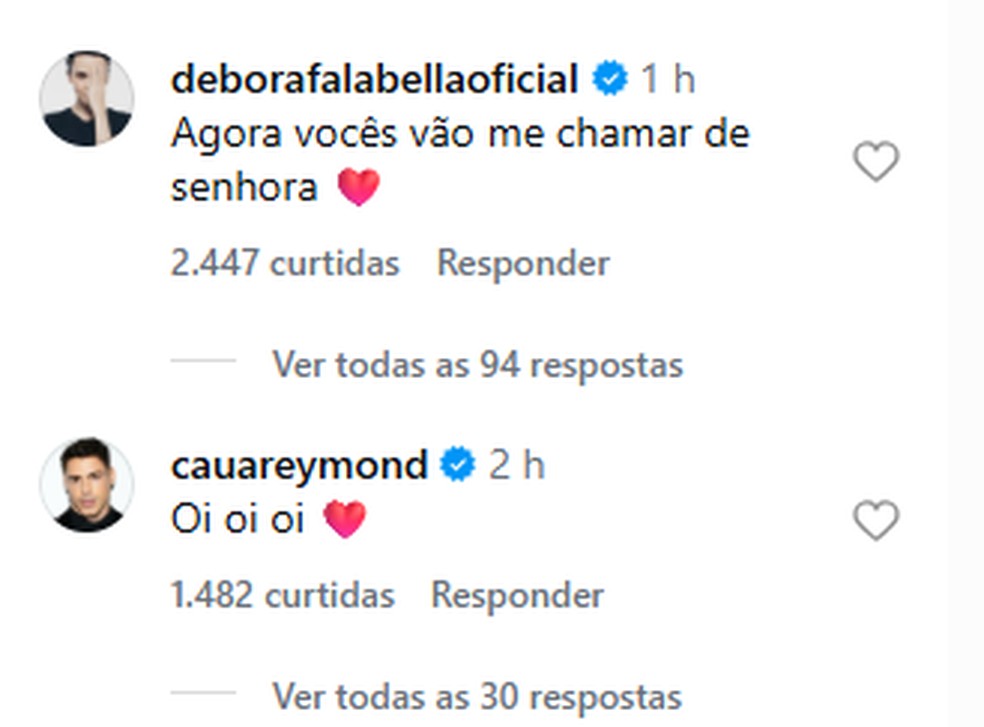 Débora Fabella e Cauã Reymond comemoram volta a 'Avenida Brasil 2' — Foto: Reprodução/Instagram