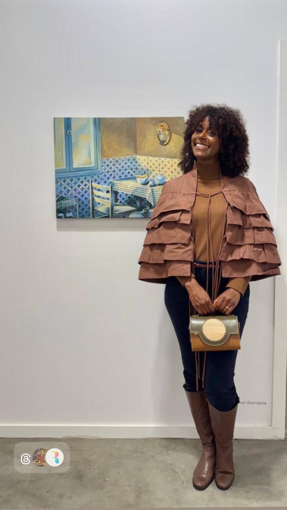 Grávida, Maju Coutinho prestigia exposição do marido, Agostinho Paulo Moura — Foto: Reprodução/Instagram