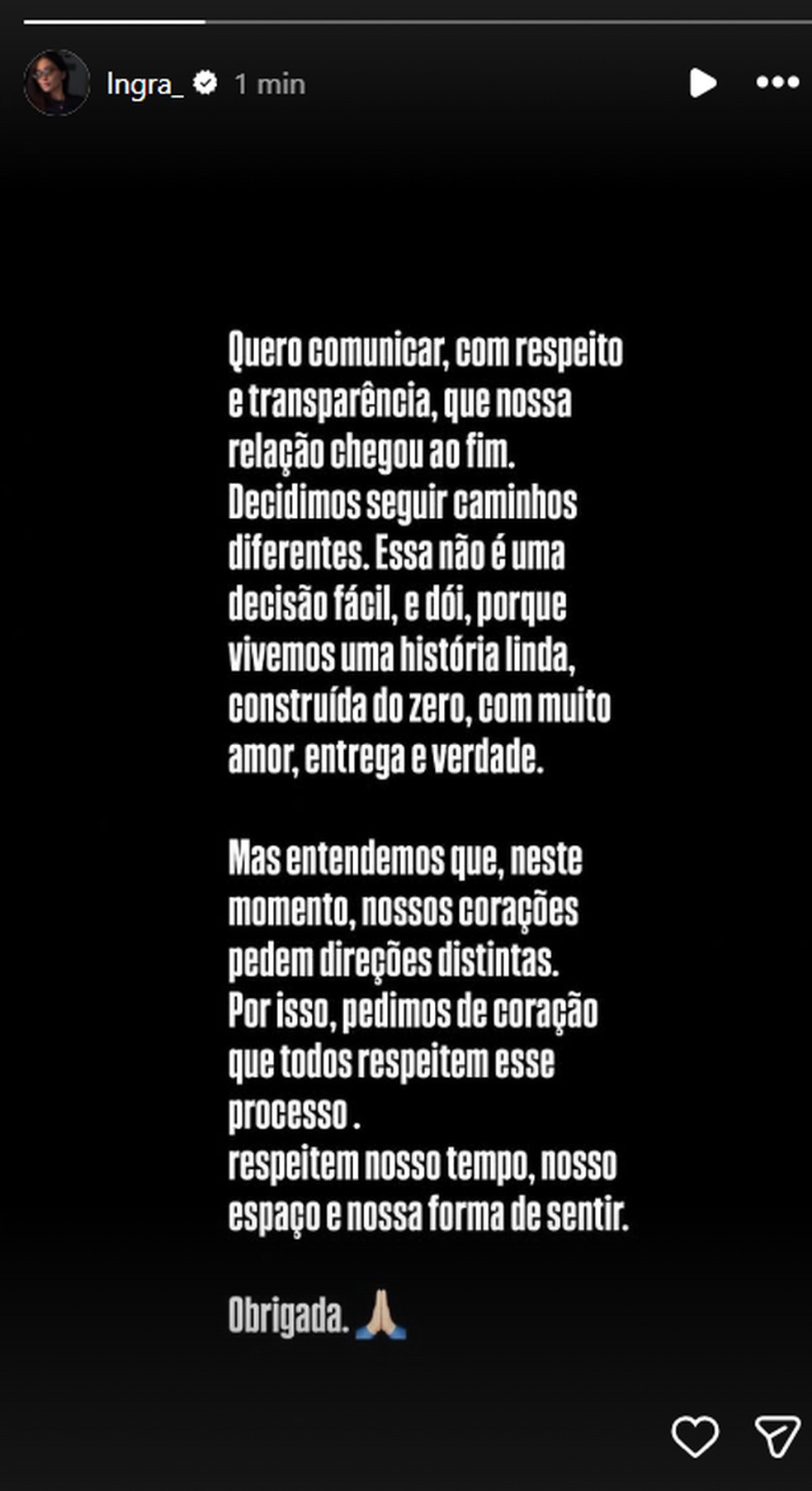 Término de Ingra e Zé Vaqueiro — Foto: Reprodução/Instagram