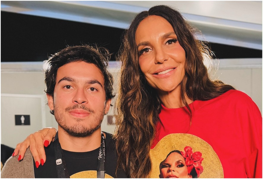 Bento Sangalo com a tia, Ivete Sangalo, no Rock in Rio