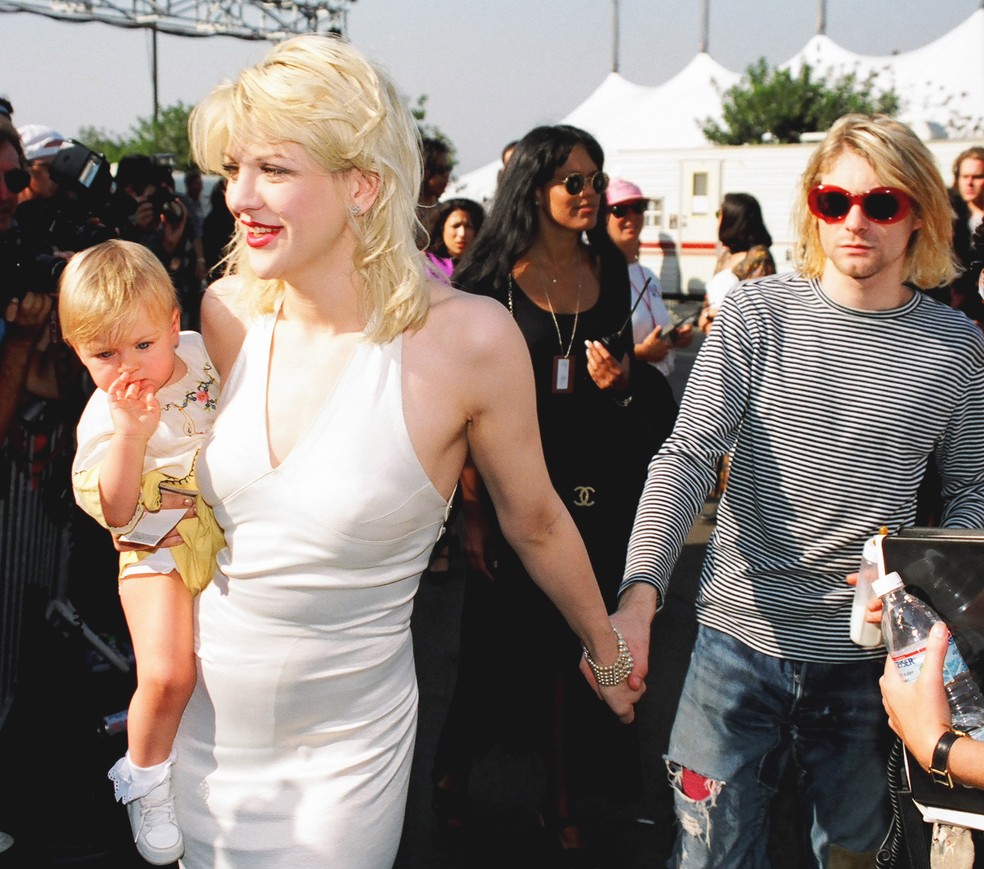 Kurt Cobain, Frances Bean e Courtney Love — Foto: Getty Images