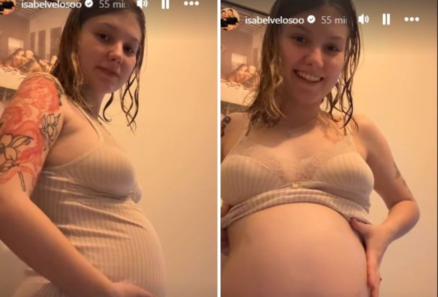 Com c&acirc;ncer, Isabel Veloso exibe barriga de seis meses de gesta&ccedil;&atilde;o e se  emociona