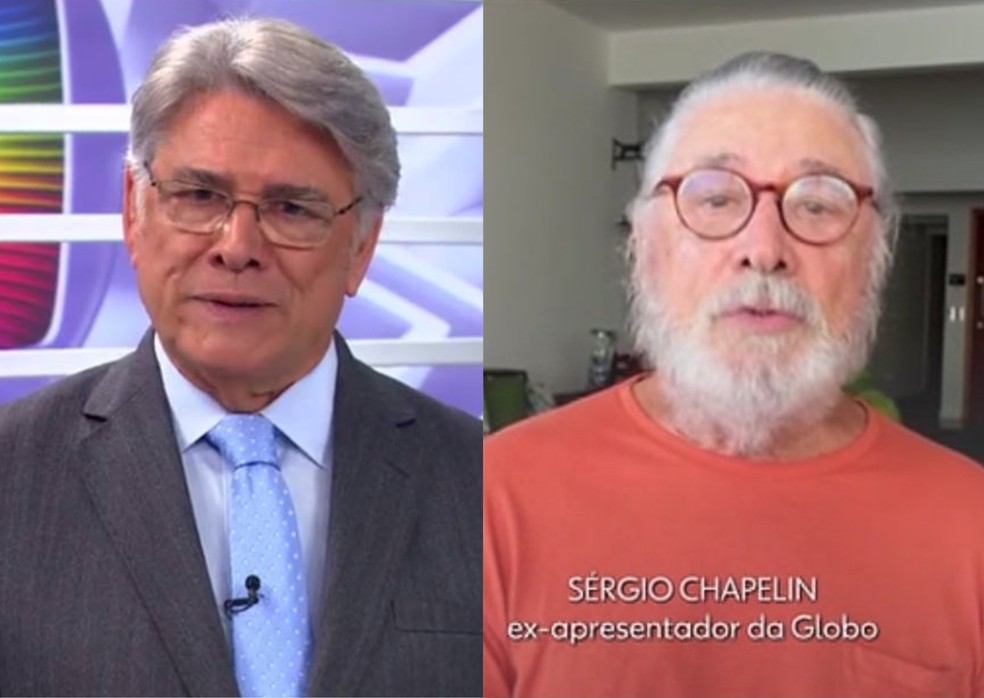 Antes e depois de Sérgio Chapelin — Foto: Reprodução | TV Globo