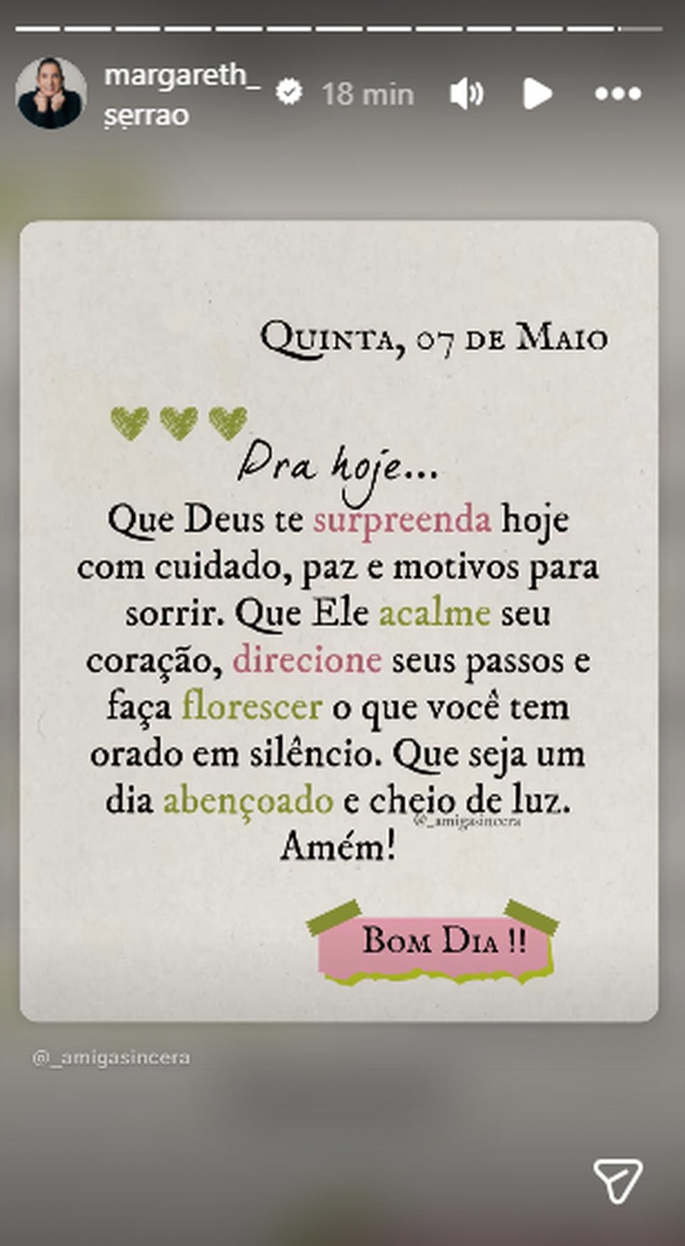 Post de Margareth Serrão — Foto: Reprodução/Instagram