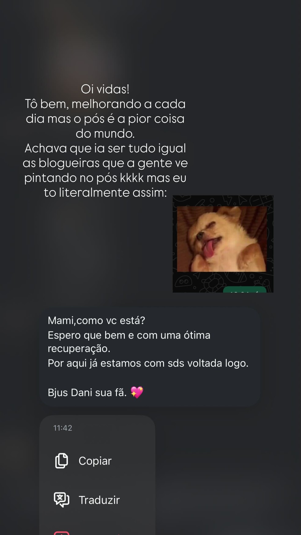 Story de Lorena Maria — Foto: Reprodução/Instagram