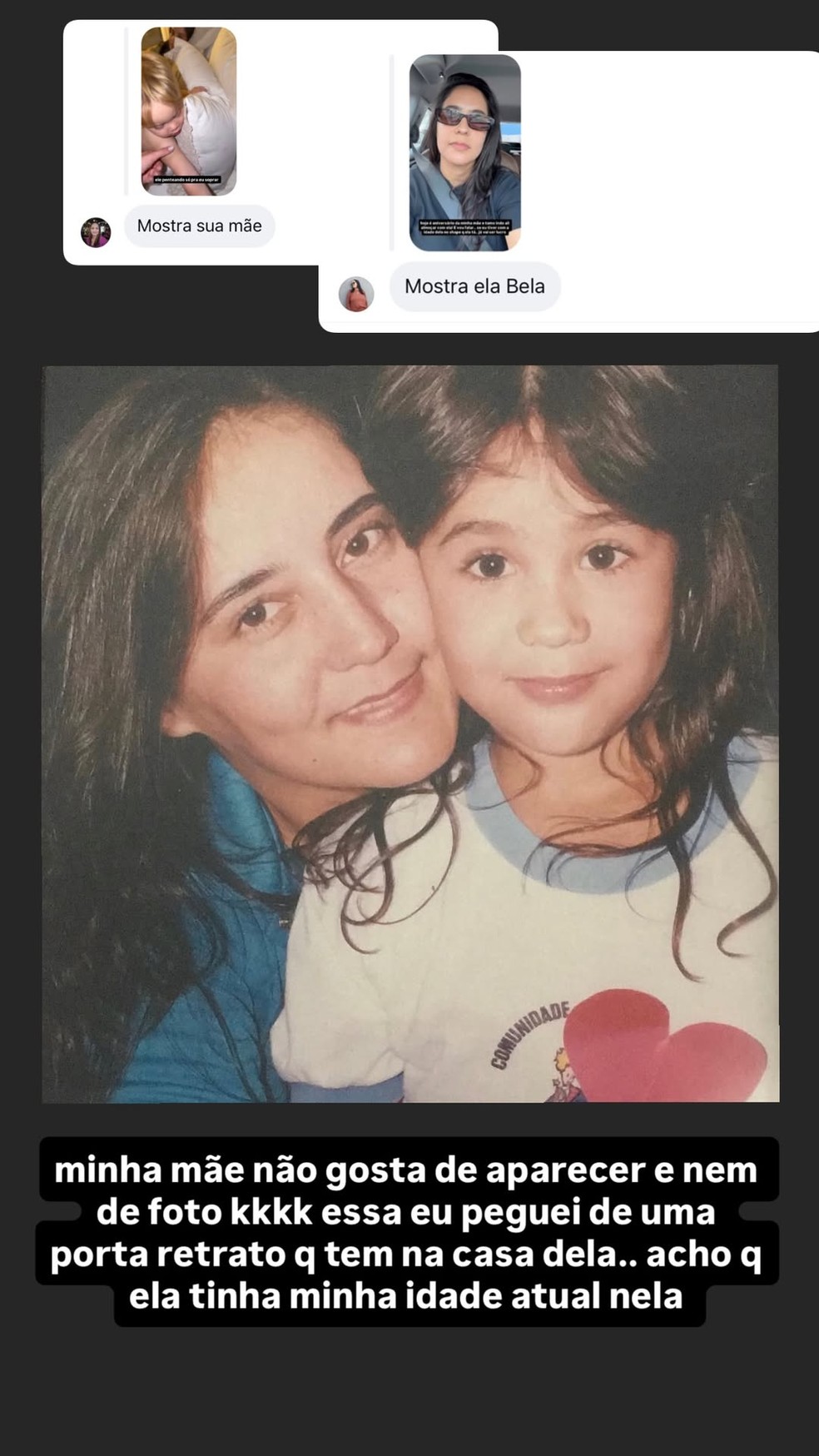 Filha de Leonardo, Monyque Isabella mostra foto raríssima da mãe: 'Não gosta de aparecer' — Foto: Reprodução/Instagram