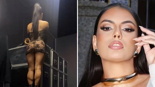 De lookinho de renda, ex-BBB Fernanda mostra pernas saradas: 'Esculpida'