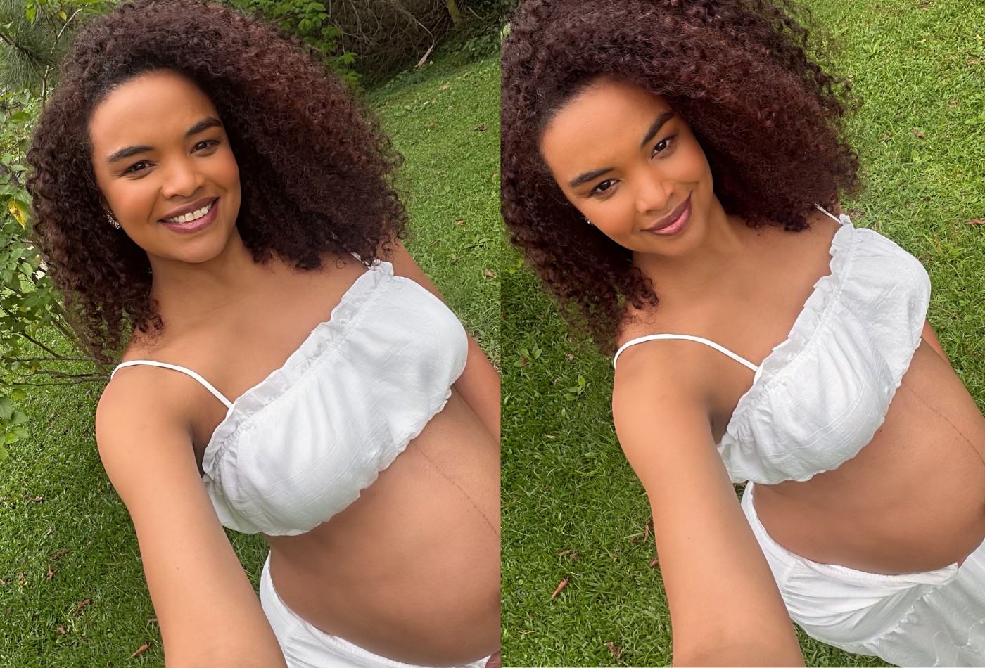 Na reta final da gravidez, Lucy Ramos exibe barriga e brinca: 'Está crescendo a todo vapor'