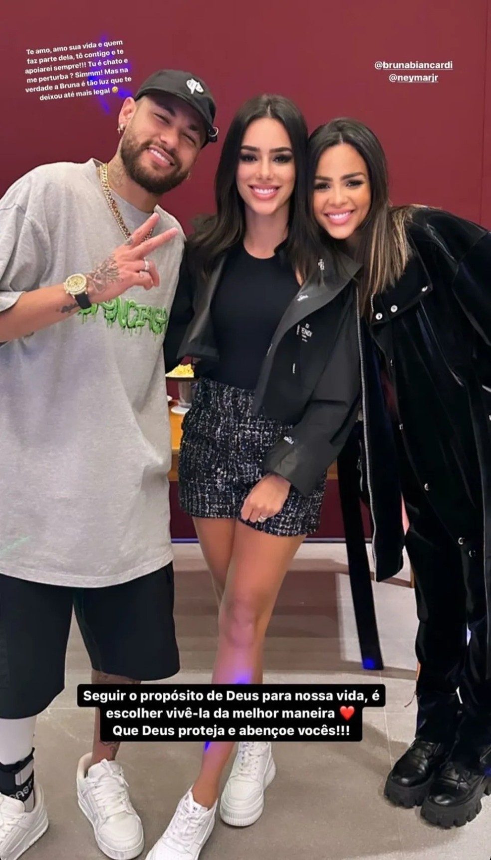 Gabily, Bruna Biancardi e Neymar — Foto: Reprodução/Instagram