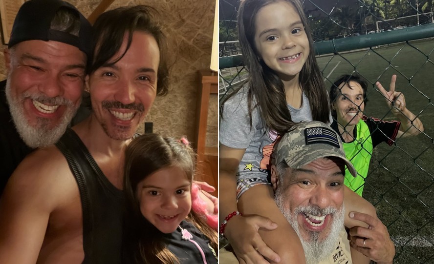 Maurício Mattar com o filho mais velho, Luã, e a caçula, Ilha