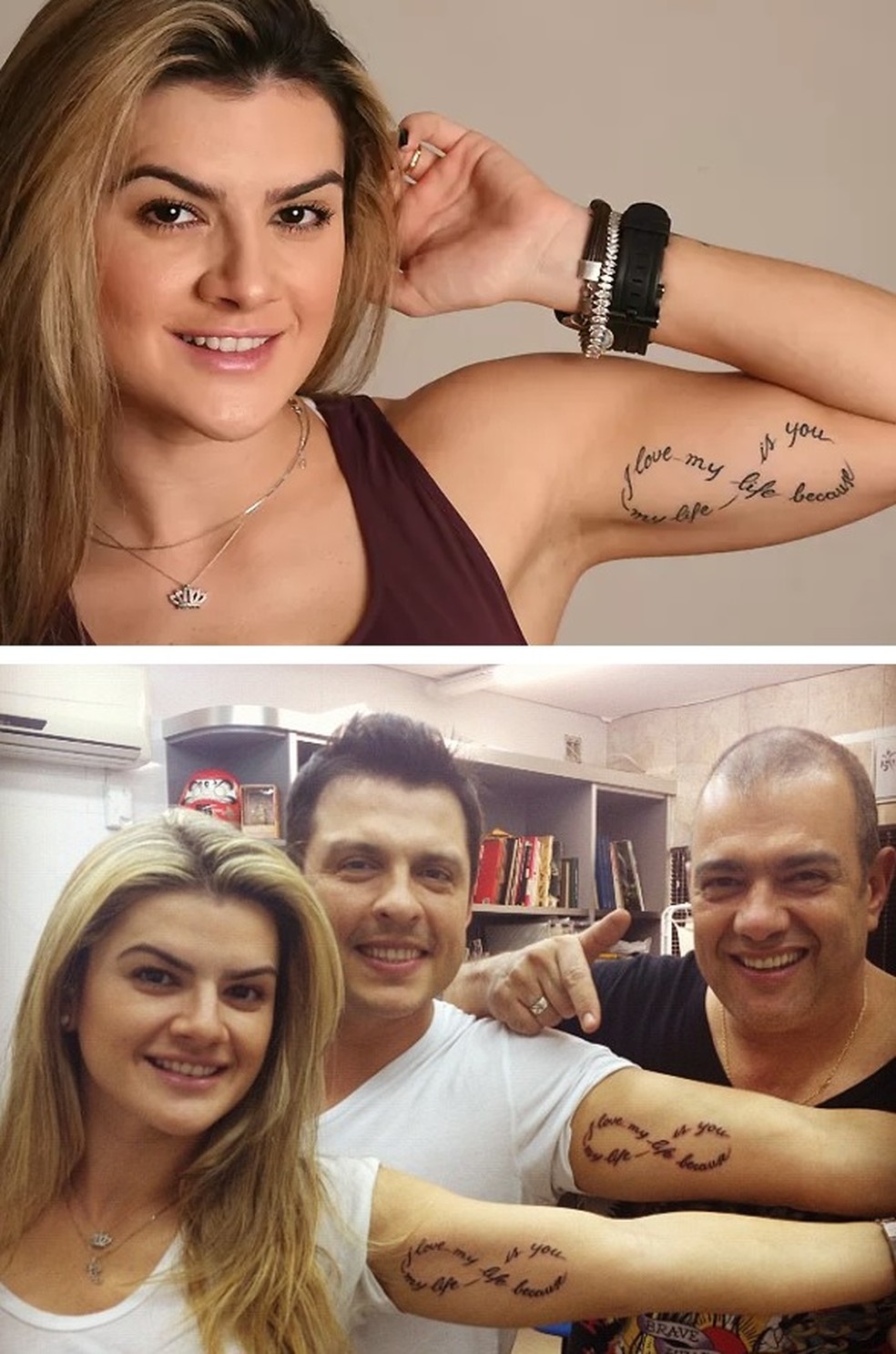 Mirella Santos e Wellington Muniz, o Ceará, têm tatuagem romântica — Foto: Leo Lemos/Quem e Reprodução/Twitter