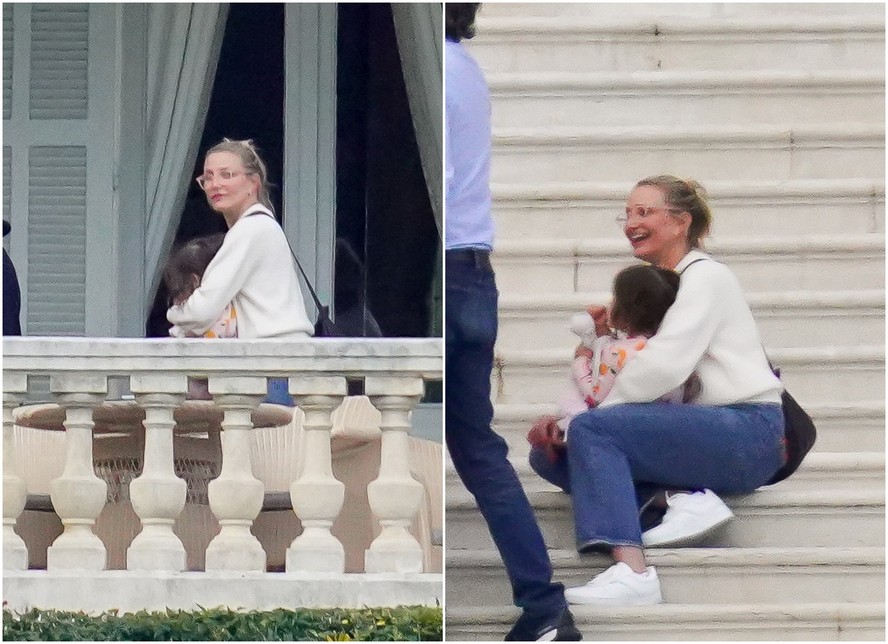 Cameron Diaz faz rara aparição com a filha pequena, Raddix, na França