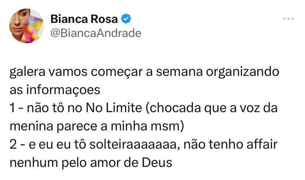 Tweet de Bianca Andrade — Foto: Reprodução / Instagram