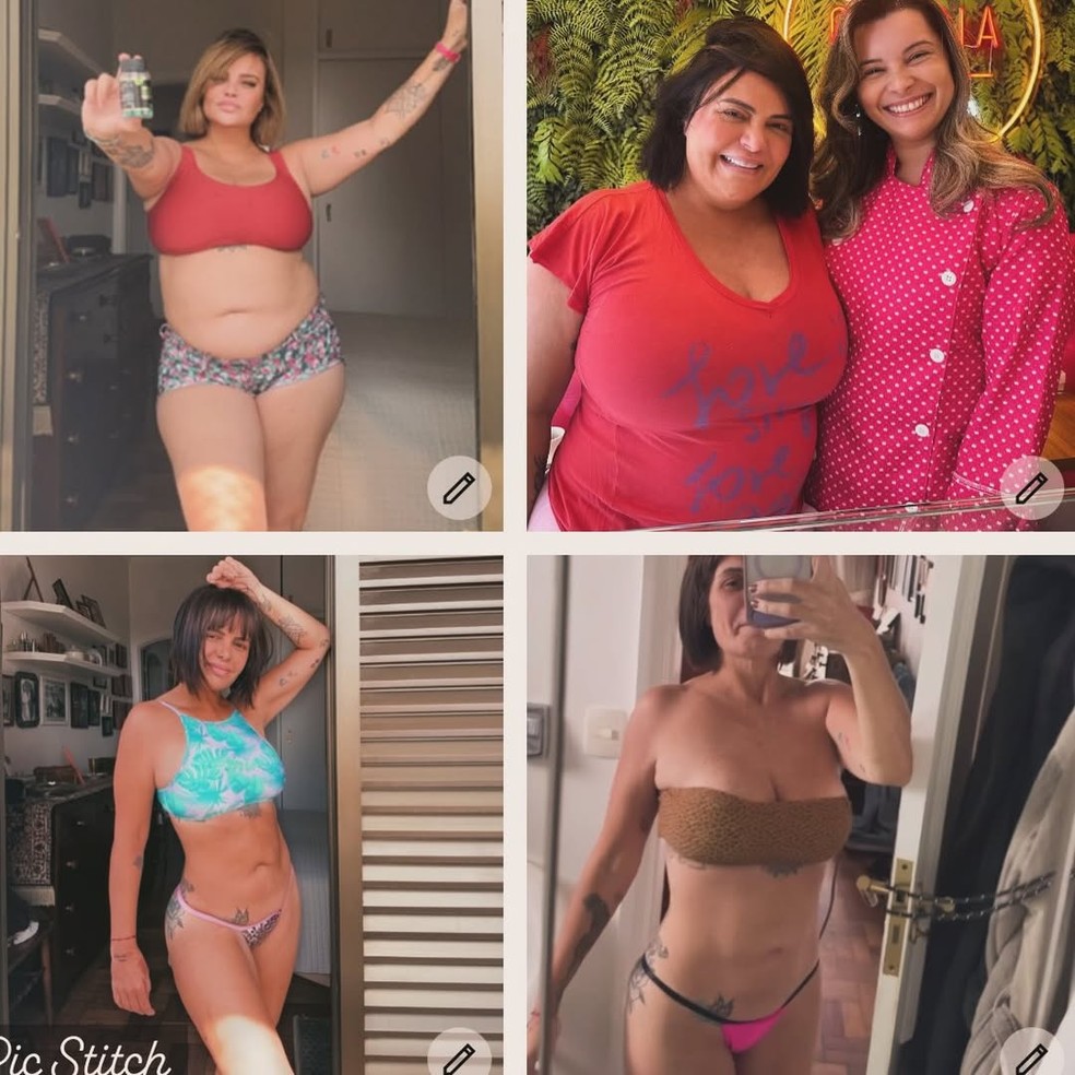 Valentina Francavilla antes e depois de eliminar 45 quilos — Foto: Repodução/Instagram