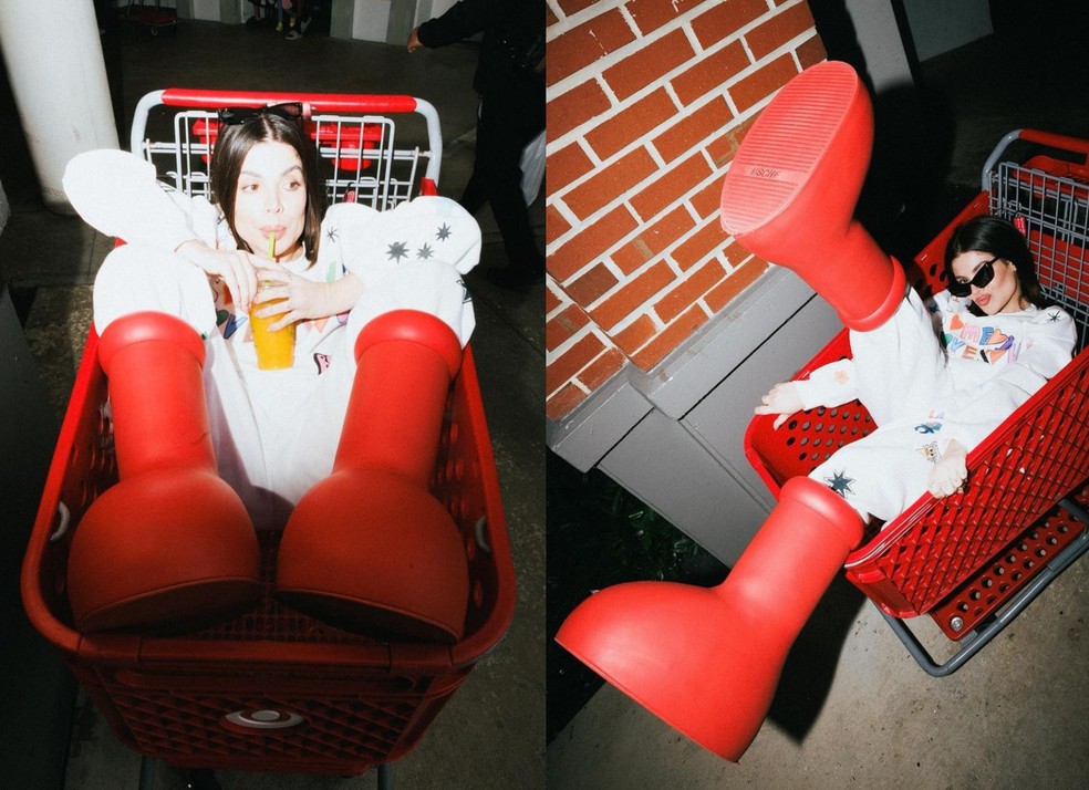 Gkay usando as botas vermelhas do momento — Foto: Reprodução / Instagram