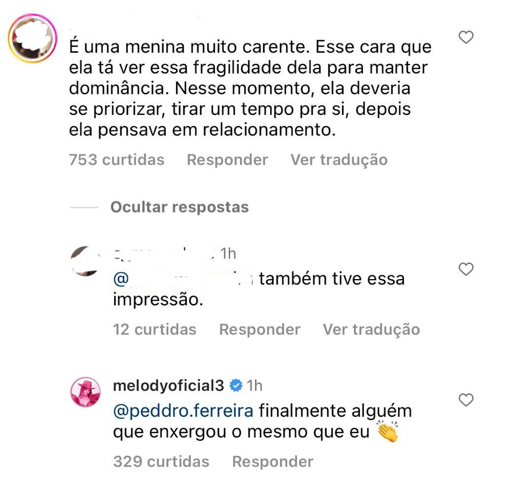Melody opina sobre Lariss Manoela — Foto: Reprodução/Instagram