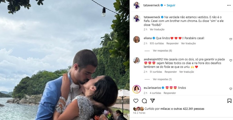 Post inicial de Tata Werneck — Foto: Reprodução/Instagram
