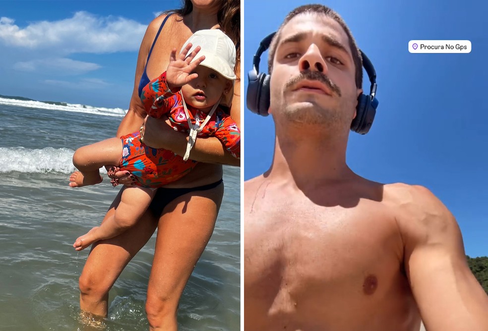 Recém-separados, Fernanda Paes Leme e Victor Sampaio curtem praia com a filha — Foto: Reprodução/Instagram