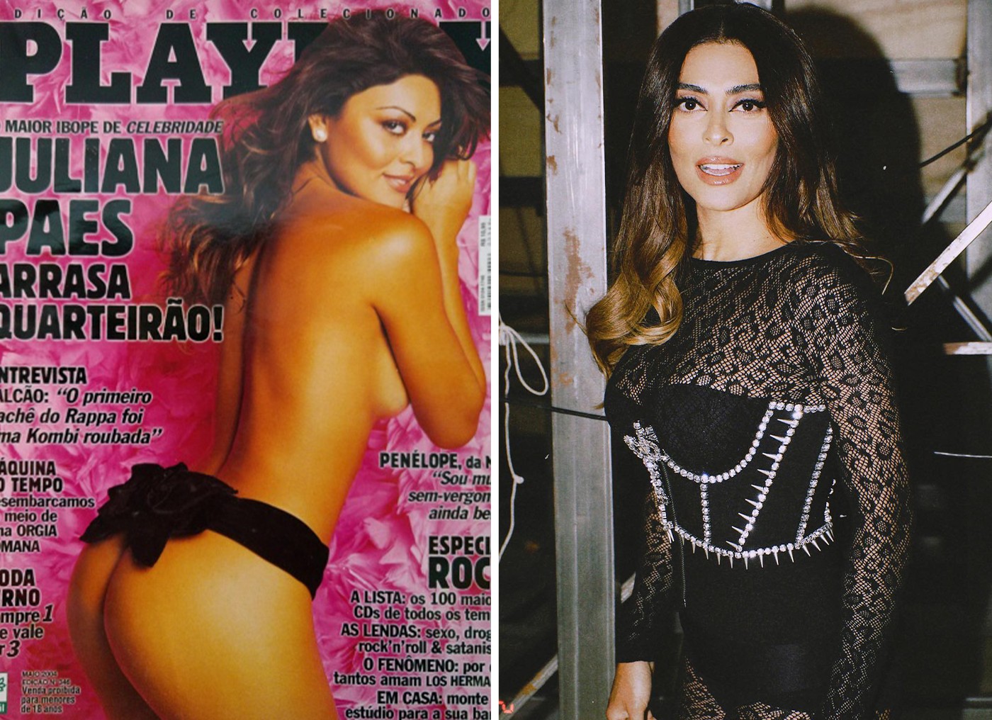 Juliana Paes quando capa da 'Playboy' e atualmente — Foto: Divulgação/Playboy e Reprodução/Instagram/@itamazzutti/