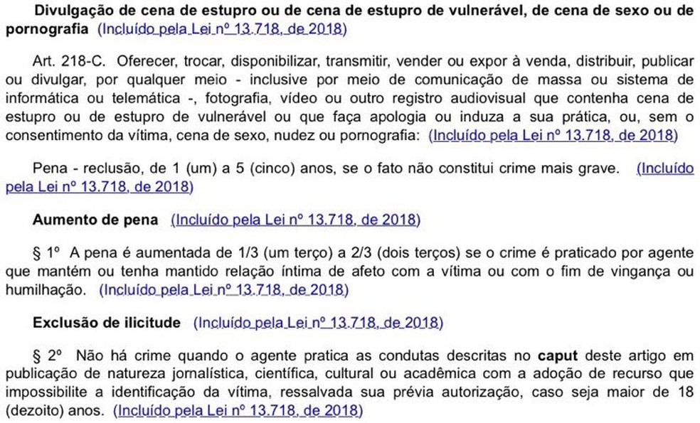 Disponibilizar, divulgar e transmitir conteúdo sexual sem autorização é crime — Foto: Reprodução