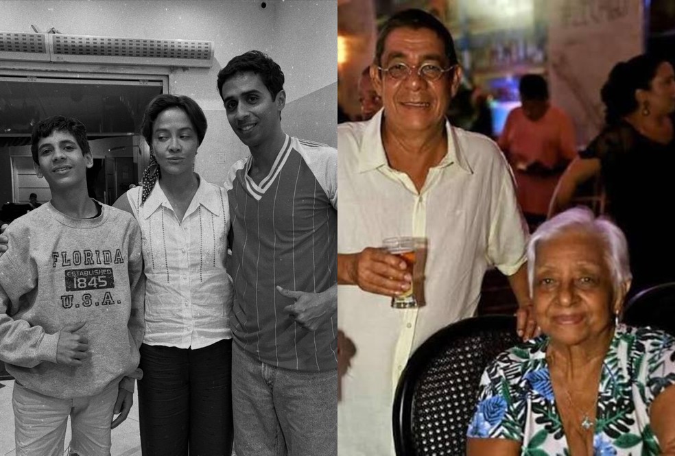 Aline Borges caracterizada como mãe do Zeca Pagodinho — Foto: Reprodução/Instagram