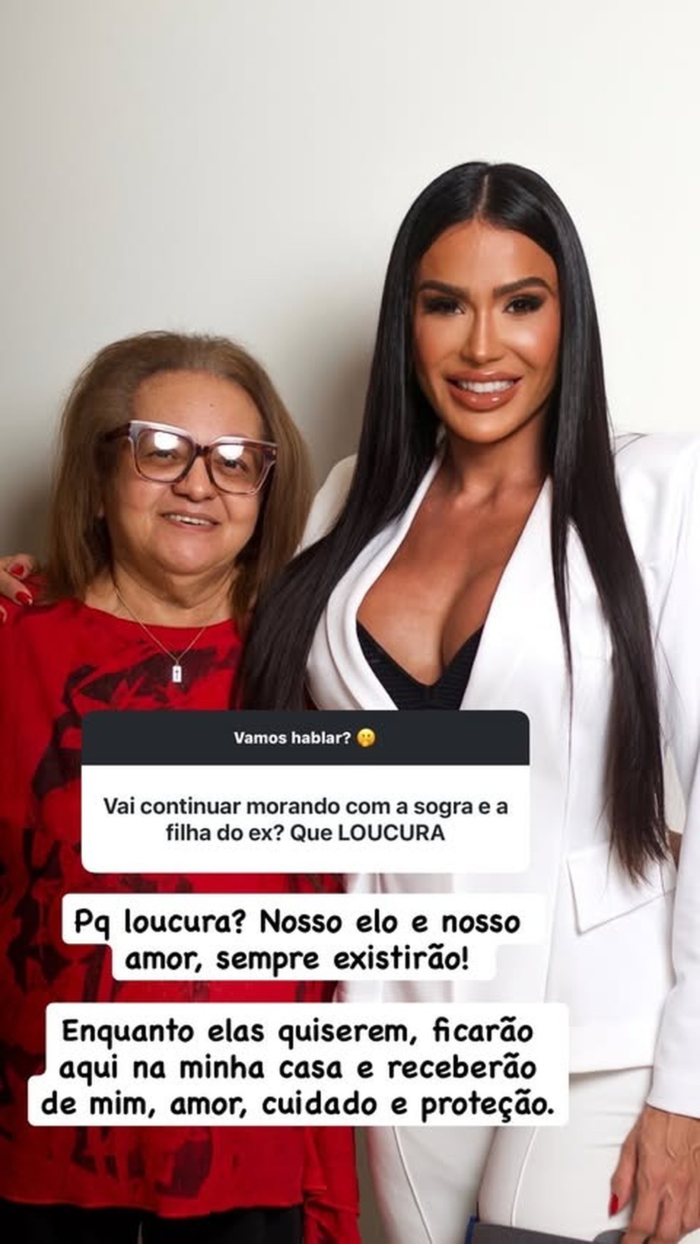 Gracyanne Barbosa rebate criticas por ainda morar com a mãe de Belo — Foto: Reprodução/Instagram